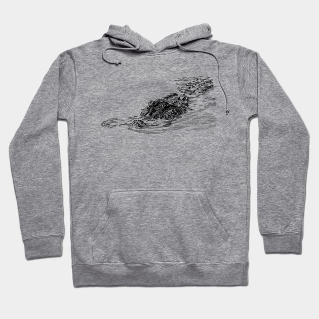 Crocodile Ink Drawing Hoodie by Fireside Press